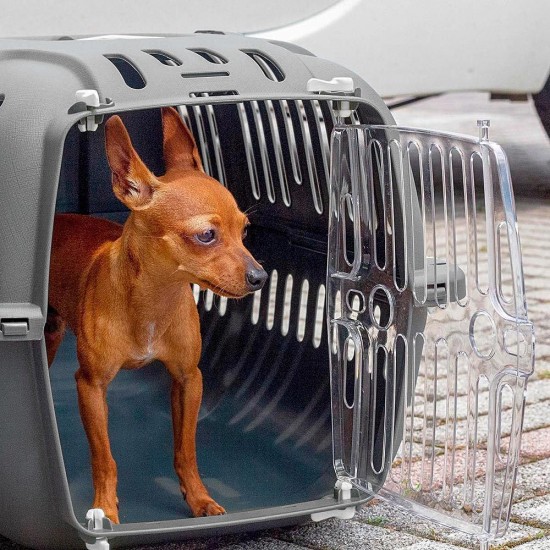 Ferplast Jet 20 Clear Door Shock Proof Air Vent Small Dog Cat Carrier Ferplast Jet 20 Clear Door Shock Proof Air Vent Small Dog Cat Carrier