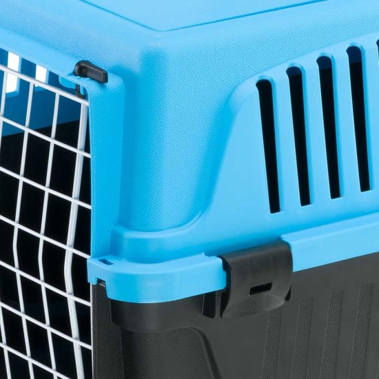 Ferplast Katzentransportbox, kleine mittelgroße Hundetransportbox, Hunde und Katzen bis 15 kg, plastifizierte Eisentür, Lüftungsschlitze, 40x60xH 38 cm, Hartschalen Transportbehälter ATLAS 30 EL, blau Ferplast Katzentransportbox, kleine mittelgroße Hundetransportbox, Hunde und Katzen bis 15 kg, plastifizierte Eisentür, Lüftungsschlitze, 40x60xH 38 cm, Hartschalen Transportbehälter ATLAS 30 EL, blau