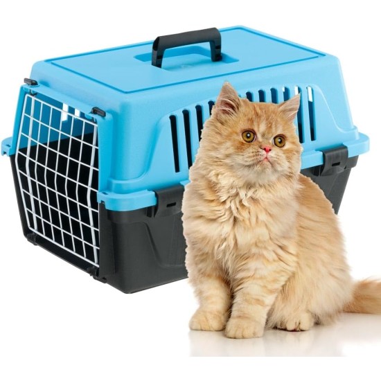 Ferplast Katzentransportbox, kleine mittelgroße Hundetransportbox, Hunde und Katzen bis 15 kg, plastifizierte Eisentür, Lüftungsschlitze, 40x60xH 38 cm, Hartschalen Transportbehälter ATLAS 30 EL, blau Ferplast Katzentransportbox, kleine mittelgroße Hundetransportbox, Hunde und Katzen bis 15 kg, plastifizierte Eisentür, Lüftungsschlitze, 40x60xH 38 cm, Hartschalen Transportbehälter ATLAS 30 EL, blau