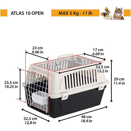 Ferplast Katzentransportbox, kleine mittelgroße Hundetransportbox, Hunde und Katzen bis 15 kg, plastifizierte Eisentür, Lüftungsschlitze, 40x60xH 38 cm, Hartschalen Transportbehälter ATLAS 30 EL, blau Ferplast Katzentransportbox, kleine mittelgroße Hundetransportbox, Hunde und Katzen bis 15 kg, plastifizierte Eisentür, Lüftungsschlitze, 40x60xH 38 cm, Hartschalen Transportbehälter ATLAS 30 EL, blau