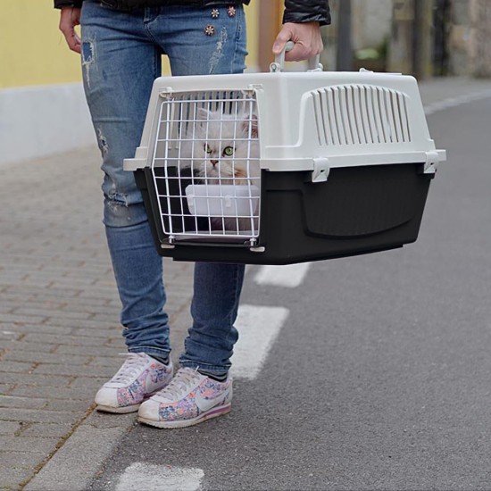 Ferplast Katzentransportbox, kleine mittelgroße Hundetransportbox, Hunde und Katzen bis 15 kg, plastifizierte Eisentür, Lüftungsschlitze, 40x60xH 38 cm, Hartschalen Transportbehälter ATLAS 30 EL, blau Ferplast Katzentransportbox, kleine mittelgroße Hundetransportbox, Hunde und Katzen bis 15 kg, plastifizierte Eisentür, Lüftungsschlitze, 40x60xH 38 cm, Hartschalen Transportbehälter ATLAS 30 EL, blau