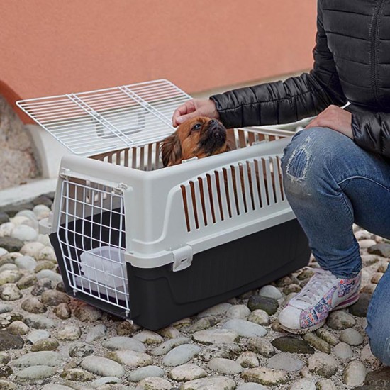 Ferplast Katzentransportbox, kleine mittelgroße Hundetransportbox, Hunde und Katzen bis 15 kg, plastifizierte Eisentür, Lüftungsschlitze, 40x60xH 38 cm, Hartschalen Transportbehälter ATLAS 30 EL, blau Ferplast Katzentransportbox, kleine mittelgroße Hundetransportbox, Hunde und Katzen bis 15 kg, plastifizierte Eisentür, Lüftungsschlitze, 40x60xH 38 cm, Hartschalen Transportbehälter ATLAS 30 EL, blau