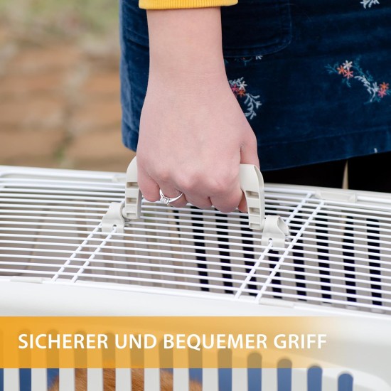 Ferplast Katzentransportbox, kleine mittelgroße Hundetransportbox, Hunde und Katzen bis 15 kg, plastifizierte Eisentür, Lüftungsschlitze, 40x60xH 38 cm, Hartschalen Transportbehälter ATLAS 30 EL, blau Ferplast Katzentransportbox, kleine mittelgroße Hundetransportbox, Hunde und Katzen bis 15 kg, plastifizierte Eisentür, Lüftungsschlitze, 40x60xH 38 cm, Hartschalen Transportbehälter ATLAS 30 EL, blau