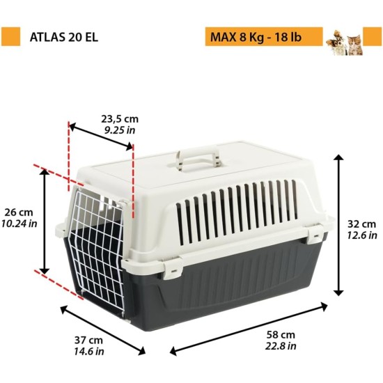 Ferplast Katzentransportbox, kleine mittelgroße Hundetransportbox, Hunde und Katzen bis 15 kg, plastifizierte Eisentür, Lüftungsschlitze, 40x60xH 38 cm, Hartschalen Transportbehälter ATLAS 30 EL, blau Ferplast Katzentransportbox, kleine mittelgroße Hundetransportbox, Hunde und Katzen bis 15 kg, plastifizierte Eisentür, Lüftungsschlitze, 40x60xH 38 cm, Hartschalen Transportbehälter ATLAS 30 EL, blau