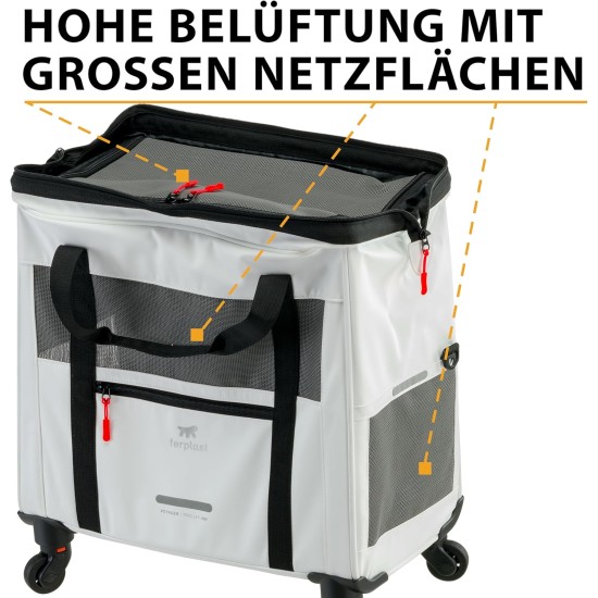 Ferplast Voyager Trolley, Cat Transport Box, Dog Bag, Extendable Handle, Adjustable Straps, Wide Opening, Removable Wheels, Max. 15 kg, 46 x 26 x 48 cm, Grey Ferplast Voyager Trolley, Cat Transport Box, Dog Bag, Extendable Handle, Adjustable Straps, Wide Opening, Removable Wheels, Max. 15 kg, 46 x 26 x 48 cm, Grey