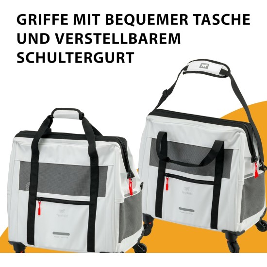 Ferplast Voyager Trolley, Cat Transport Box, Dog Bag, Extendable Handle, Adjustable Straps, Wide Opening, Removable Wheels, Max. 15 kg, 46 x 26 x 48 cm, Grey Ferplast Voyager Trolley, Cat Transport Box, Dog Bag, Extendable Handle, Adjustable Straps, Wide Opening, Removable Wheels, Max. 15 kg, 46 x 26 x 48 cm, Grey