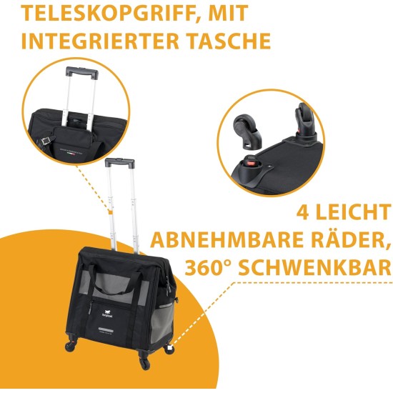 Ferplast Voyager Trolley, Cat Transport Box, Dog Bag, Extendable Handle, Adjustable Straps, Wide Opening, Removable Wheels, Max. 15 kg, 46 x 26 x 48 cm, Grey Ferplast Voyager Trolley, Cat Transport Box, Dog Bag, Extendable Handle, Adjustable Straps, Wide Opening, Removable Wheels, Max. 15 kg, 46 x 26 x 48 cm, Grey