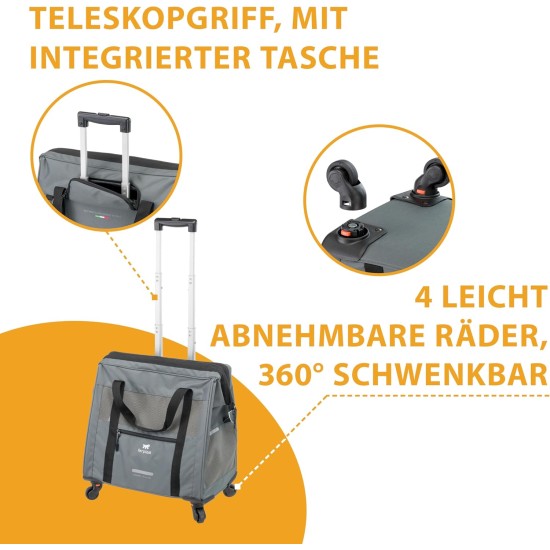 Ferplast Voyager Trolley, Cat Transport Box, Dog Bag, Extendable Handle, Adjustable Straps, Wide Opening, Removable Wheels, Max. 15 kg, 46 x 26 x 48 cm, Grey Ferplast Voyager Trolley, Cat Transport Box, Dog Bag, Extendable Handle, Adjustable Straps, Wide Opening, Removable Wheels, Max. 15 kg, 46 x 26 x 48 cm, Grey
