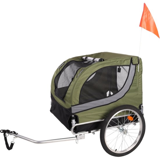 Flamingo Tybalt Green Bicycle Trailer - 76 cm L x 57 cm W x 65.5 cm H, Suitable for E-Bikes - With Reflectors, Practical, Durable and Stylish! Flamingo Tybalt Green Bicycle Trailer - 76 cm L x 57 cm W x 65.5 cm H, Suitable for E-Bikes - With Reflectors, Practical, Durable and Stylish!