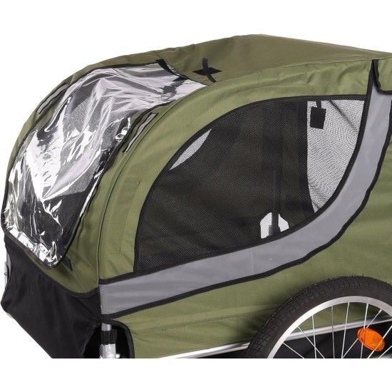 Flamingo Tybalt Green Bicycle Trailer - 76 cm L x 57 cm W x 65.5 cm H, Suitable for E-Bikes - With Reflectors, Practical, Durable and Stylish! Flamingo Tybalt Green Bicycle Trailer - 76 cm L x 57 cm W x 65.5 cm H, Suitable for E-Bikes - With Reflectors, Practical, Durable and Stylish!