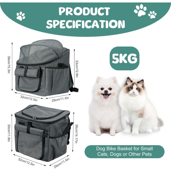 Front Bicycle Basket, Foldable Bicycle Front Basket, Removable Bicycle Basket, Bicycle Handlebar Bag, Wheel Bag, Handlebar Basket for Small Dogs, Shopping, Travel, 37 x 27 x 40 cm Front Bicycle Basket, Foldable Bicycle Front Basket, Removable Bicycle Basket, Bicycle Handlebar Bag, Wheel Bag, Handlebar Basket for Small Dogs, Shopping, Travel, 37 x 27 x 40 cm