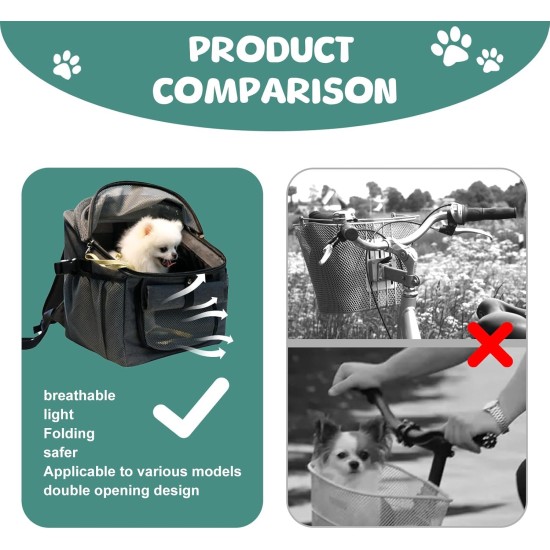 Front Bicycle Basket, Foldable Bicycle Front Basket, Removable Bicycle Basket, Bicycle Handlebar Bag, Wheel Bag, Handlebar Basket for Small Dogs, Shopping, Travel, 37 x 27 x 40 cm Front Bicycle Basket, Foldable Bicycle Front Basket, Removable Bicycle Basket, Bicycle Handlebar Bag, Wheel Bag, Handlebar Basket for Small Dogs, Shopping, Travel, 37 x 27 x 40 cm