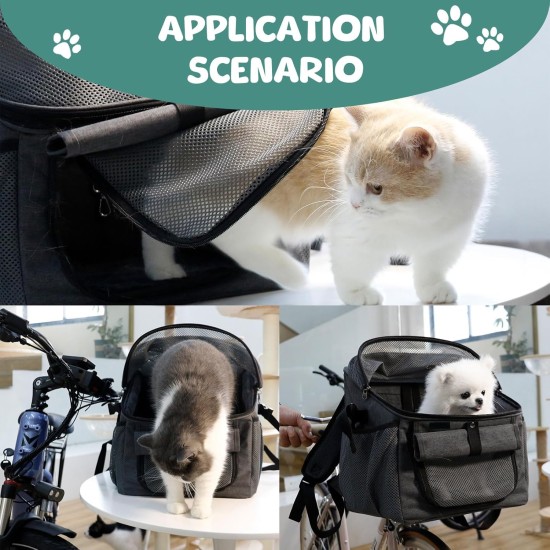 Front Bicycle Basket, Foldable Bicycle Front Basket, Removable Bicycle Basket, Bicycle Handlebar Bag, Wheel Bag, Handlebar Basket for Small Dogs, Shopping, Travel, 37 x 27 x 40 cm Front Bicycle Basket, Foldable Bicycle Front Basket, Removable Bicycle Basket, Bicycle Handlebar Bag, Wheel Bag, Handlebar Basket for Small Dogs, Shopping, Travel, 37 x 27 x 40 cm