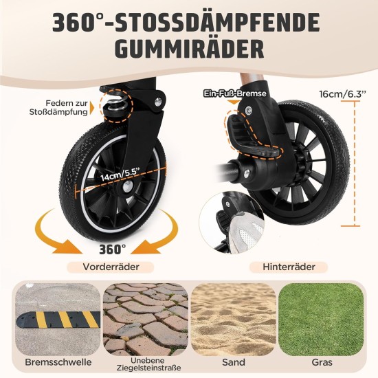 Gimars Upgrade 4-in-1 Cat Pram & Dog Pram Up to 20 kg Foldable, 360° Rubber Tyres Cat Trolley with Rear Wheel Brake, Dog Buggy with Rain Cover, Retractable Pull Rod for Small Dogs Cats, Khaki Gimars Upgrade 4-in-1 Cat Pram & Dog Pram Up to 20 kg Foldable, 360° Rubber Tyres Cat Trolley with Rear Wheel Brake, Dog Buggy with Rain Cover, Retractable Pull Rod for Small Dogs Cats, Khaki