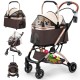 Gimars Upgrade 4-in-1 Cat Pram & Dog Pram Up to 20 kg Foldable, 360° Rubber Tyres Cat Trolley with Rear Wheel Brake, Dog Buggy with Rain Cover, Retractable Pull Rod for Small Dogs Cats, Khaki Gimars Upgrade 4-in-1 Cat Pram & Dog Pram Up to 20 kg Foldable, 360° Rubber Tyres Cat Trolley with Rear Wheel Brake, Dog Buggy with Rain Cover, Retractable Pull Rod for Small Dogs Cats, Khaki