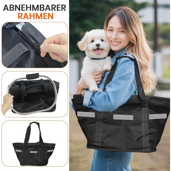 Goldmiky Foldable Bicycle Basket, Front Bicycle Basket for Dogs, Easy Install Removable Bicycle Basket Bag, with Handlebar Adapter for Small Dogs, Shopping, Picnic (Black) Goldmiky Foldable Bicycle Basket, Front Bicycle Basket for Dogs, Easy Install Removable Bicycle Basket Bag, with Handlebar Adapter for Small Dogs, Shopping, Picnic (Black)