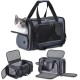 Groxkox Cat Carrier for Pets Airplane Approved Under Seat TSA Airline Approved Soft Carrier for Cats Dogs, 17.5" x 8.5" x 11", Grey