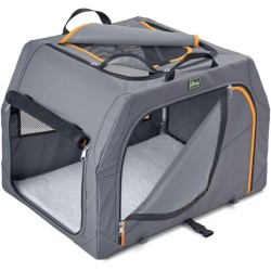 HUNTER Alu-Frame Dog Transport Box, 61 x 45.5 x 43 cm, Anthracite/Orange