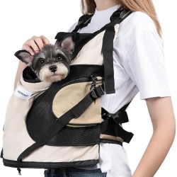 HiDREAM Dog Carrier Bag for Small Dogs, Dog Backpack with 2 Pockets for Travel, Comfortable Dog Carrier, Suitable for Dogs Under 6.8 kg, Machine Washable (Beige) HiDREAM Dog Carrier Bag for Small Dogs, Dog Backpack with 2 Pockets for Travel, Comfortable Dog Carrier, Suitable for Dogs Under 6.8 kg, Machine Washable (Beige)