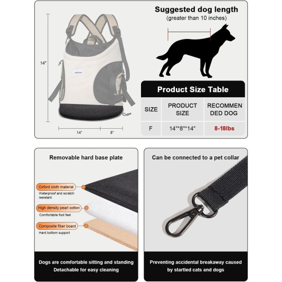 HiDREAM Dog Carrier Bag for Small Dogs, Dog Backpack with 2 Pockets for Travel, Comfortable Dog Carrier, Suitable for Dogs Under 6.8 kg, Machine Washable (Beige) HiDREAM Dog Carrier Bag for Small Dogs, Dog Backpack with 2 Pockets for Travel, Comfortable Dog Carrier, Suitable for Dogs Under 6.8 kg, Machine Washable (Beige)