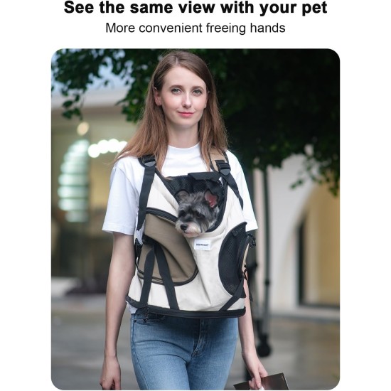 HiDREAM Dog Carrier Bag for Small Dogs, Dog Backpack with 2 Pockets for Travel, Comfortable Dog Carrier, Suitable for Dogs Under 6.8 kg, Machine Washable (Beige) HiDREAM Dog Carrier Bag for Small Dogs, Dog Backpack with 2 Pockets for Travel, Comfortable Dog Carrier, Suitable for Dogs Under 6.8 kg, Machine Washable (Beige)