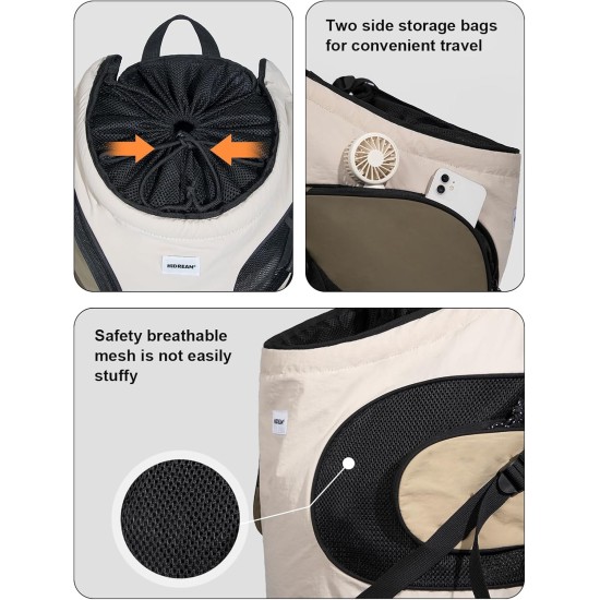 HiDREAM Dog Carrier Bag for Small Dogs, Dog Backpack with 2 Pockets for Travel, Comfortable Dog Carrier, Suitable for Dogs Under 6.8 kg, Machine Washable (Beige) HiDREAM Dog Carrier Bag for Small Dogs, Dog Backpack with 2 Pockets for Travel, Comfortable Dog Carrier, Suitable for Dogs Under 6.8 kg, Machine Washable (Beige)