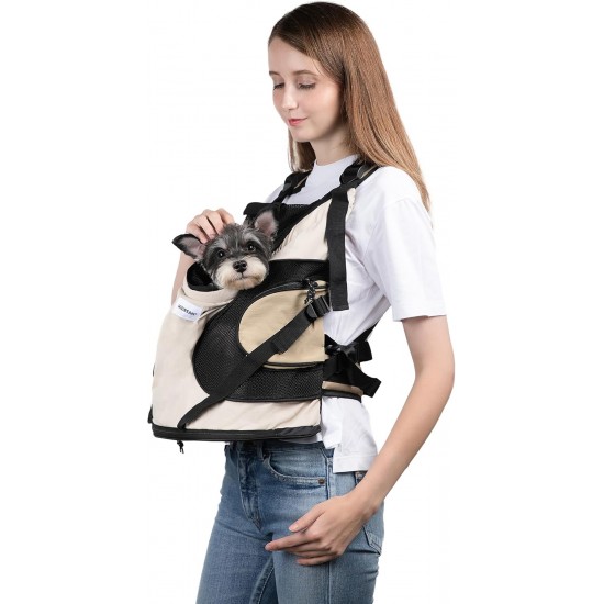 HiDREAM Dog Carrier Bag for Small Dogs, Dog Backpack with 2 Pockets for Travel, Comfortable Dog Carrier, Suitable for Dogs Under 6.8 kg, Machine Washable (Beige) HiDREAM Dog Carrier Bag for Small Dogs, Dog Backpack with 2 Pockets for Travel, Comfortable Dog Carrier, Suitable for Dogs Under 6.8 kg, Machine Washable (Beige)