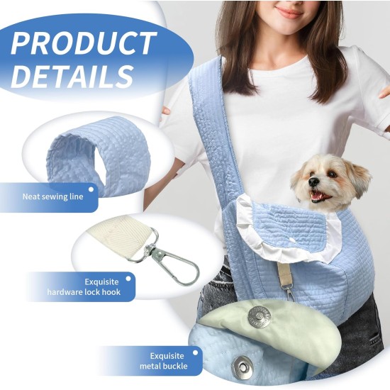 Hundetragetasche Bis 10kg, Tragetasche Hund mit Knopfdesign und Leinenhaken Kann er Verhindern, DASS Haustiere Herausspringen, Hundetrage mit Aufbewahrungstasche, Hundetragetuch Himmelblau, 1 Stück Hundetragetasche Bis 10kg, Tragetasche Hund mit Knopfdesign und Leinenhaken Kann er Verhindern, DASS Haustiere Herausspringen, Hundetrage mit Aufbewahrungstasche, Hundetragetuch Himmelblau, 1 Stück
