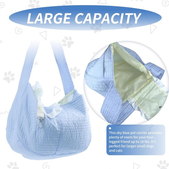 Hundetragetasche Bis 10kg, Tragetasche Hund mit Knopfdesign und Leinenhaken Kann er Verhindern, DASS Haustiere Herausspringen, Hundetrage mit Aufbewahrungstasche, Hundetragetuch Himmelblau, 1 Stück Hundetragetasche Bis 10kg, Tragetasche Hund mit Knopfdesign und Leinenhaken Kann er Verhindern, DASS Haustiere Herausspringen, Hundetrage mit Aufbewahrungstasche, Hundetragetuch Himmelblau, 1 Stück