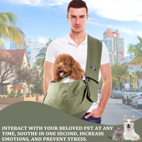 Hundetragetasche Kleine, Haustier Hundetasche mit Sicherheitsschnalle für Hunde und Andere Haustiere bis 7.5 kg, Wasserdicht Tragetasche Hund für Spaziergang Aktivitäten im Freien und Ausflüge, Grün Hundetragetasche Kleine, Haustier Hundetasche mit Sicherheitsschnalle für Hunde und Andere Haustiere bis 7.5 kg, Wasserdicht Tragetasche Hund für Spaziergang Aktivitäten im Freien und Ausflüge, Grün