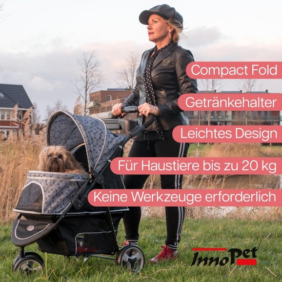 Innopet Allure Cheetah Dog Buggy - Stylish Dog Buggy with Leopard Print - Foldable with One Hand - Max. 20 kg - Storage Basket and 2 Safety Leashes - Ideal Pet Trolley for Cats and Dogs Innopet Allure Cheetah Dog Buggy - Stylish Dog Buggy with Leopard Print - Foldable with One Hand - Max. 20 kg - Storage Basket and 2 Safety Leashes - Ideal Pet Trolley for Cats and Dogs