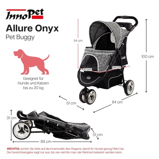 Innopet Allure Cheetah Dog Buggy - Stylish Dog Buggy with Leopard Print - Foldable with One Hand - Max. 20 kg - Storage Basket and 2 Safety Leashes - Ideal Pet Trolley for Cats and Dogs Innopet Allure Cheetah Dog Buggy - Stylish Dog Buggy with Leopard Print - Foldable with One Hand - Max. 20 kg - Storage Basket and 2 Safety Leashes - Ideal Pet Trolley for Cats and Dogs