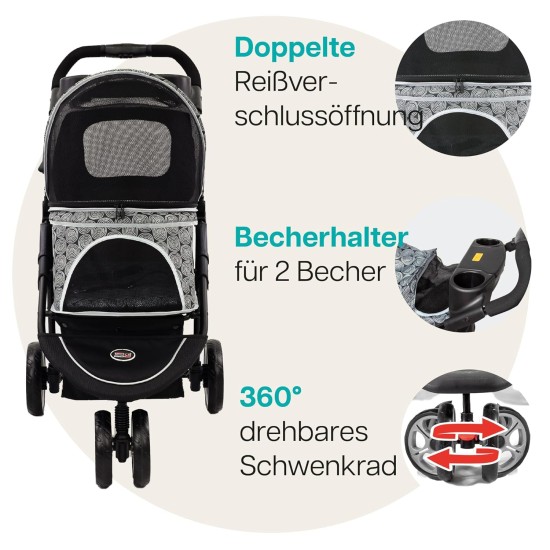 Innopet Allure Cheetah Dog Buggy - Stylish Dog Buggy with Leopard Print - Foldable with One Hand - Max. 20 kg - Storage Basket and 2 Safety Leashes - Ideal Pet Trolley for Cats and Dogs Innopet Allure Cheetah Dog Buggy - Stylish Dog Buggy with Leopard Print - Foldable with One Hand - Max. 20 kg - Storage Basket and 2 Safety Leashes - Ideal Pet Trolley for Cats and Dogs