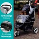 Innopet Allure Cheetah Dog Buggy - Stylish Dog Buggy with Leopard Print - Foldable with One Hand - Max. 20 kg - Storage Basket and 2 Safety Leashes - Ideal Pet Trolley for Cats and Dogs