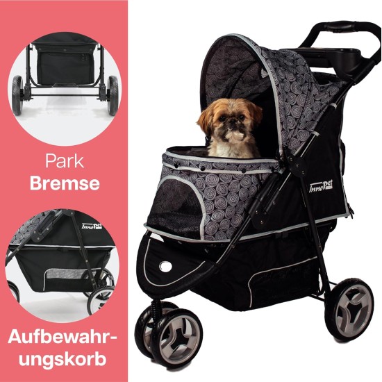 Innopet Allure Cheetah Dog Buggy - Stylish Dog Buggy with Leopard Print - Foldable with One Hand - Max. 20 kg - Storage Basket and 2 Safety Leashes - Ideal Pet Trolley for Cats and Dogs Innopet Allure Cheetah Dog Buggy - Stylish Dog Buggy with Leopard Print - Foldable with One Hand - Max. 20 kg - Storage Basket and 2 Safety Leashes - Ideal Pet Trolley for Cats and Dogs
