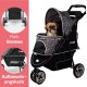 Innopet Allure Cheetah Dog Buggy - Stylish Dog Buggy with Leopard Print - Foldable with One Hand - Max. 20 kg - Storage Basket and 2 Safety Leashes - Ideal Pet Trolley for Cats and Dogs