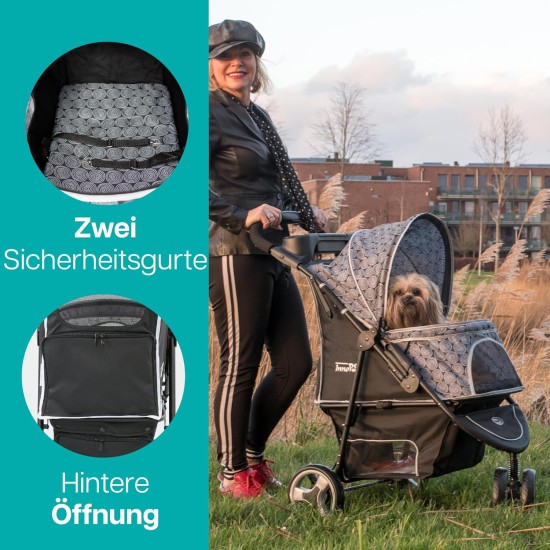 Innopet Allure Cheetah Dog Buggy - Stylish Dog Buggy with Leopard Print - Foldable with One Hand - Max. 20 kg - Storage Basket and 2 Safety Leashes - Ideal Pet Trolley for Cats and Dogs Innopet Allure Cheetah Dog Buggy - Stylish Dog Buggy with Leopard Print - Foldable with One Hand - Max. 20 kg - Storage Basket and 2 Safety Leashes - Ideal Pet Trolley for Cats and Dogs