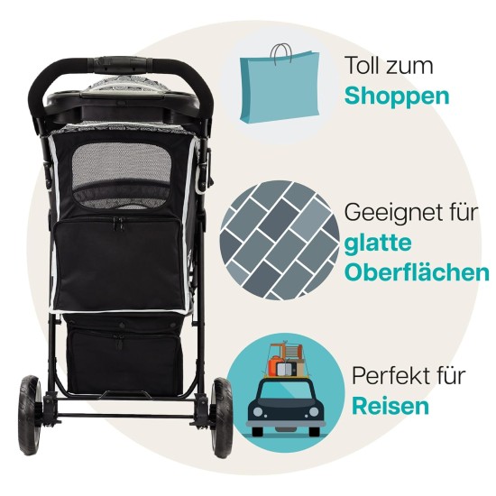 Innopet Allure Cheetah Dog Buggy - Stylish Dog Buggy with Leopard Print - Foldable with One Hand - Max. 20 kg - Storage Basket and 2 Safety Leashes - Ideal Pet Trolley for Cats and Dogs Innopet Allure Cheetah Dog Buggy - Stylish Dog Buggy with Leopard Print - Foldable with One Hand - Max. 20 kg - Storage Basket and 2 Safety Leashes - Ideal Pet Trolley for Cats and Dogs