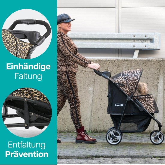 Innopet Allure Cheetah Dog Buggy - Stylish Dog Buggy with Leopard Print - Foldable with One Hand - Max. 20 kg - Storage Basket and 2 Safety Leashes - Ideal Pet Trolley for Cats and Dogs Innopet Allure Cheetah Dog Buggy - Stylish Dog Buggy with Leopard Print - Foldable with One Hand - Max. 20 kg - Storage Basket and 2 Safety Leashes - Ideal Pet Trolley for Cats and Dogs