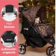 Innopet Allure Cheetah Dog Buggy - Stylish Dog Buggy with Leopard Print - Foldable with One Hand - Max. 20 kg - Storage Basket and 2 Safety Leashes - Ideal Pet Trolley for Cats and Dogs