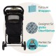 Innopet Allure Cheetah Dog Buggy - Stylish Dog Buggy with Leopard Print - Foldable with One Hand - Max. 20 kg - Storage Basket and 2 Safety Leashes - Ideal Pet Trolley for Cats and Dogs