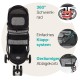Innopet Avenue Mottled Grey Lightweight Dog & Cat Buggy - Rain Cover Included - Compact City Dog Pram - Foldable 2-Wheel Buggy with Safety Leashes & Storage Basket