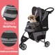 Innopet Avenue Mottled Grey Lightweight Dog & Cat Buggy - Rain Cover Included - Compact City Dog Pram - Foldable 2-Wheel Buggy with Safety Leashes & Storage Basket