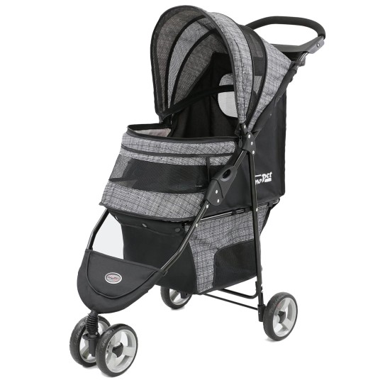 Innopet Avenue Mottled Grey Lightweight Dog & Cat Buggy - Rain Cover Included - Compact City Dog Pram - Foldable 2-Wheel Buggy with Safety Leashes & Storage Basket Innopet Avenue Mottled Grey Lightweight Dog & Cat Buggy - Rain Cover Included - Compact City Dog Pram - Foldable 2-Wheel Buggy with Safety Leashes & Storage Basket