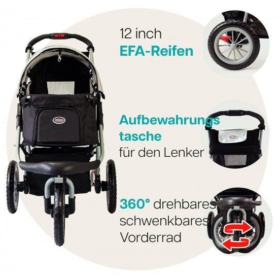 Innopet Comfort Efa Eco Dog Buggy Red / Black - One-Handed Foldable Dog & Cat Pram with 25 kg Load Capacity - Puncture-proof EVA Wheels, 2 Safety Leashes - Storage Basket & 3-Wheel Design Innopet Comfort Efa Eco Dog Buggy Red / Black - One-Handed Foldable Dog & Cat Pram with 25 kg Load Capacity - Puncture-proof EVA Wheels, 2 Safety Leashes - Storage Basket & 3-Wheel Design