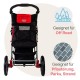 Innopet Comfort Efa Eco Dog Buggy Red / Black - One-Handed Foldable Dog & Cat Pram with 25 kg Load Capacity - Puncture-proof EVA Wheels, 2 Safety Leashes - Storage Basket & 3-Wheel Design Innopet Comfort Efa Eco Dog Buggy Red / Black - One-Handed Foldable Dog & Cat Pram with 25 kg Load Capacity - Puncture-proof EVA Wheels, 2 Safety Leashes - Storage Basket & 3-Wheel Design