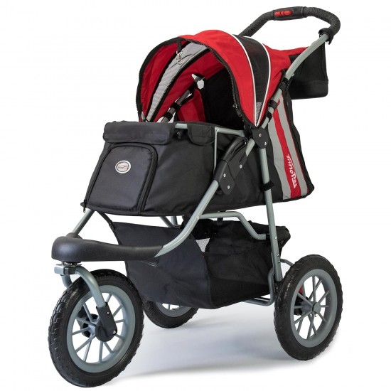 Innopet Comfort Efa Eco Dog Buggy Red / Black - One-Handed Foldable Dog & Cat Pram with 25 kg Load Capacity - Puncture-proof EVA Wheels, 2 Safety Leashes - Storage Basket & 3-Wheel Design Innopet Comfort Efa Eco Dog Buggy Red / Black - One-Handed Foldable Dog & Cat Pram with 25 kg Load Capacity - Puncture-proof EVA Wheels, 2 Safety Leashes - Storage Basket & 3-Wheel Design