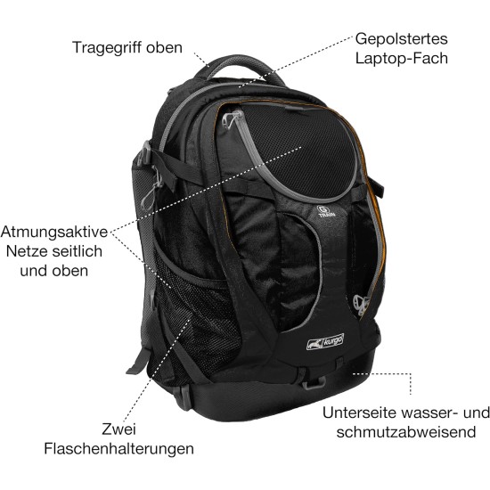 Kurgo G-Train backpack with integrated dog compartment, waterproof base, with bottle holders, for pets up to 11 kg, red Kurgo G-Train backpack with integrated dog compartment, waterproof base, with bottle holders, for pets up to 11 kg, red