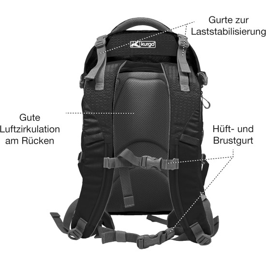 Kurgo G-Train backpack with integrated dog compartment, waterproof base, with bottle holders, for pets up to 11 kg, red Kurgo G-Train backpack with integrated dog compartment, waterproof base, with bottle holders, for pets up to 11 kg, red