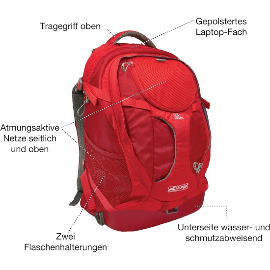 Kurgo G-Train backpack with integrated dog compartment, waterproof base, with bottle holders, for pets up to 11 kg, red Kurgo G-Train backpack with integrated dog compartment, waterproof base, with bottle holders, for pets up to 11 kg, red